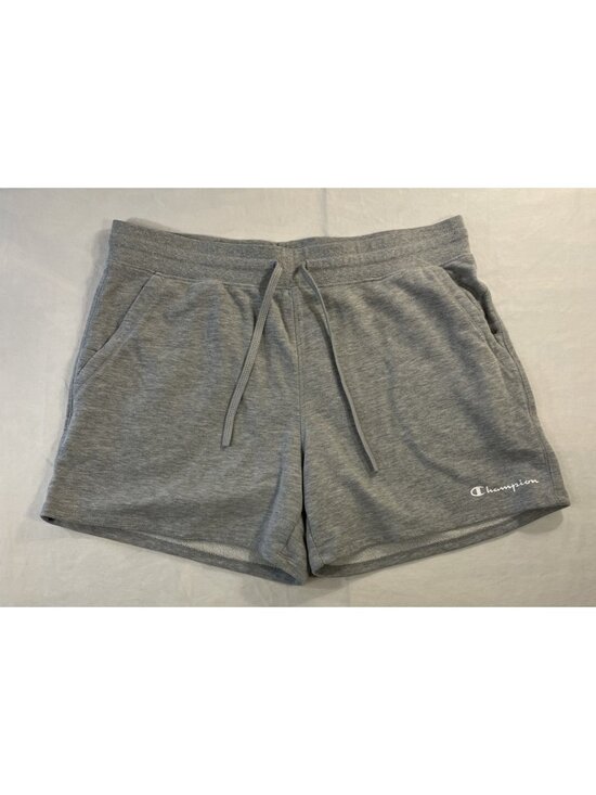 Champion Pants - Large Grey Champion Shorts Logo Drawstring Pockets